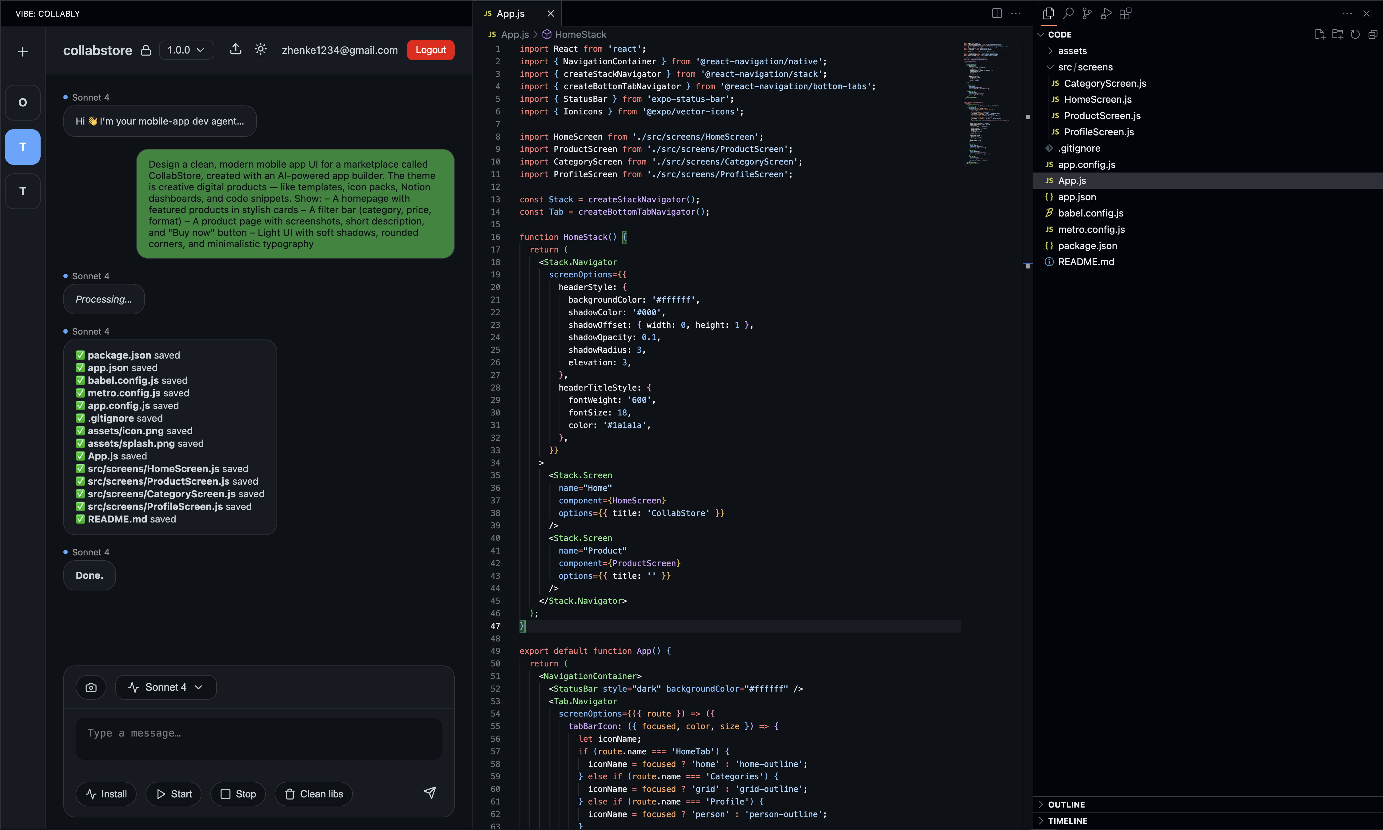 Editor screenshot (dark)